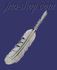 Sterling Silver Feather Genuine American Indian Charm Pendant - Click Image to Close