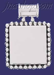 Sterling Silver Square w/Beads Engravable Charm Pendant - Click Image to Close