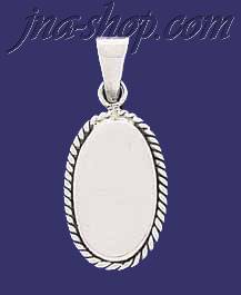 Sterling Silver Oval w/Rope Engravable Charm Pendant - Click Image to Close