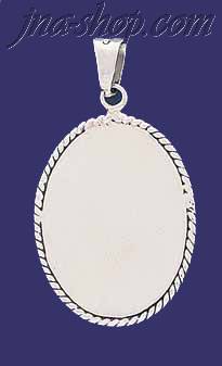 Sterling Silver Oval w/Rope Engravable Charm Pendant - Click Image to Close