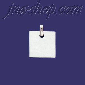 Sterling Silver Engravable Square Charm Pendant - Click Image to Close