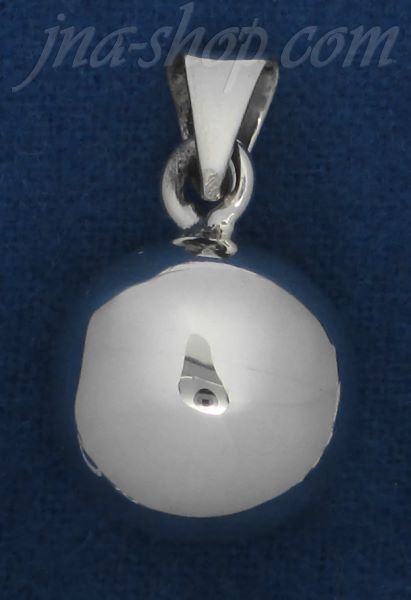 Sterling Silver High Polish Ball Bell Rattle Charm Pendant 16mm - Click Image to Close