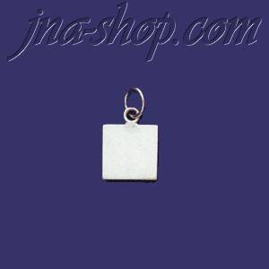 Sterling Silver Engravable Square Charm Pendant - Click Image to Close