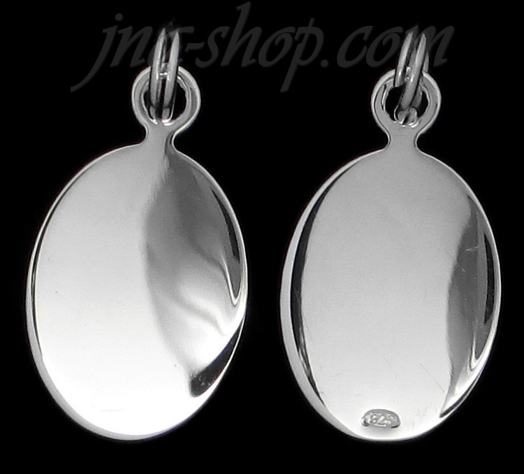 Sterling Silver Engravable Oval Charm Pendant - Click Image to Close