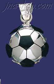 Sterling Silver Soccerball Charm Pendant - Click Image to Close