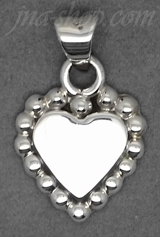 Sterling Silver Engravable Heart w/Beads Charm Pendant - Click Image to Close