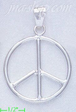 Sterling Silver Peace Sign Charm Pendant - Click Image to Close