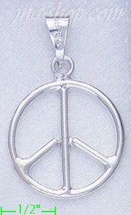 Sterling Silver Peace Sign Charm Pendant - Click Image to Close