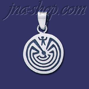 Sterling Silver Native American Design Charm Pendant - Click Image to Close