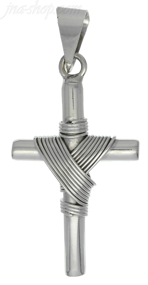 Sterling Silver Tubular Cross w/Shroud Charm Pendant - Click Image to Close