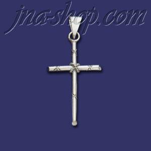 Sterling Silver Tubular Cross w/Ropes & DC Stars Charm Pendant - Click Image to Close