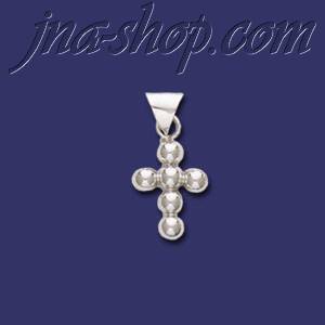 Sterling Silver Bead Cross Charm Pendant - Click Image to Close