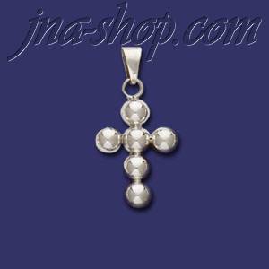 Sterling Silver Bead Cross Charm Pendant - Click Image to Close