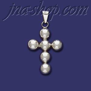 Sterling Silver Bead Cross Charm Pendant - Click Image to Close