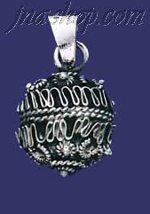 Sterling Silver Antiqued Design Ball Pendant - Click Image to Close