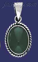 Sterling Silver Oval Shape Stone Charm Pendant - Click Image to Close