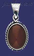 Sterling Silver Oval Shape Stone Charm Pendant - Click Image to Close