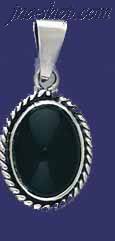 Sterling Silver Oval Shape Stone Charm Pendant - Click Image to Close