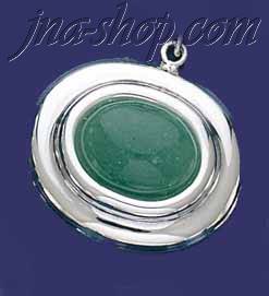 Sterling Silver Oval Shape Stone Charm Pendant - Click Image to Close