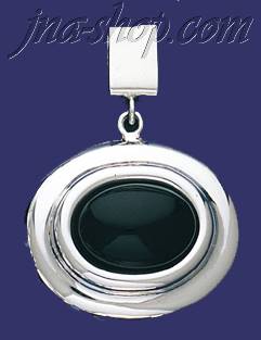 Sterling Silver Oval Shape Stone Charm Pendant - Click Image to Close