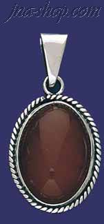 Sterling Silver Oval Shape Stone Charm Pendant - Click Image to Close