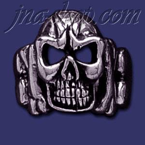 Sterling Silver Skull Ring sz 11 - Click Image to Close