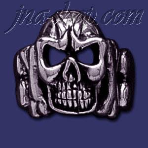 Sterling Silver Skull Ring sz 8 - Click Image to Close