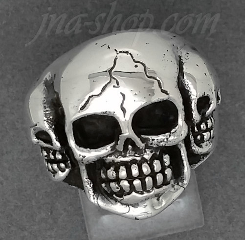 Sterling Silver Skulls Ring sz 13 - Click Image to Close