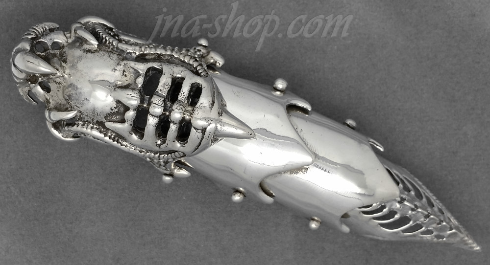 Sterling Silver Skull Full Finger Ring - Click Image to Close