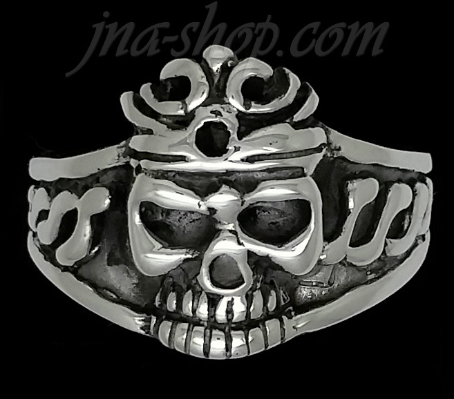 Sterling Silver Skull w/Crown Ring sz 10 - Click Image to Close