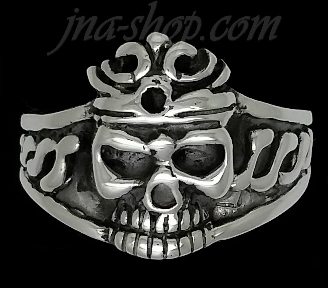 Sterling Silver Skull w/Crown Ring sz 7 - Click Image to Close