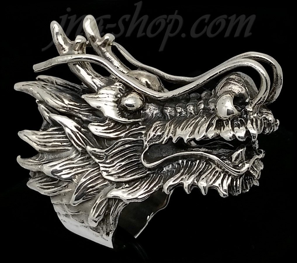 Sterling Silver Big Dragon Head Ring sz 10 - Click Image to Close