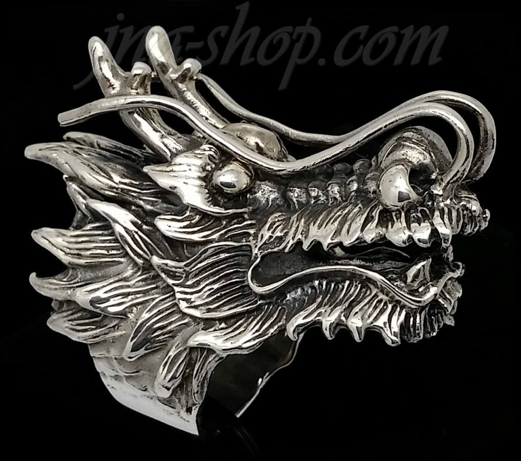 Sterling Silver Big Dragon Head Ring sz 12 - Click Image to Close