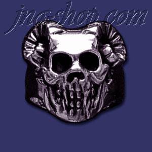 Sterling Silver Horned Skull Ring sz 12 - Click Image to Close