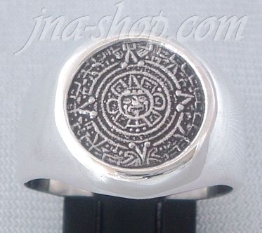 Sterling Silver Aztec Sun Calendar Ring sz 8 - Click Image to Close