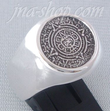 Sterling Silver Aztec Sun Calendar Ring sz 12 - Click Image to Close
