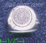Sterling Silver Aztec Sun Calendar Ring sz 10 - Click Image to Close