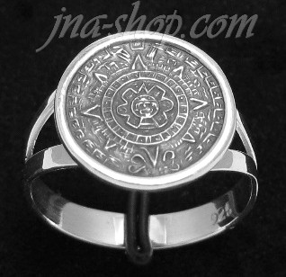Sterling Silver Aztec Sun Calendar Ring sz 5 - Click Image to Close