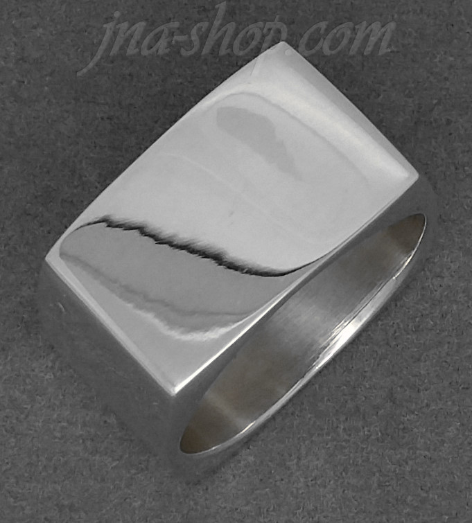 Sterling Silver Plain HP Square Band Ring 13mm sz 9 - Click Image to Close