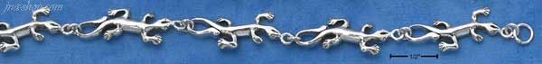 Sterling Silver 7" GECKO LINK BRACELET - Click Image to Close