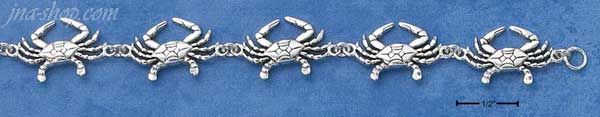 Sterling Silver 7" CRABS LINK BRACELET - Click Image to Close