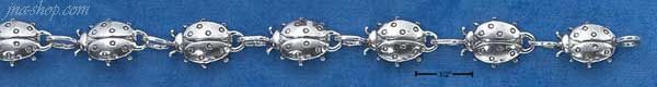 Sterling Silver 7" HIGH POLISH LADYBUG LINK BRACELET - Click Image to Close