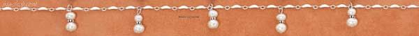 Sterling Silver 9" DAINTY LINK W/ FIVE SETS OF WHITE FW PEARLS & - Click Image to Close