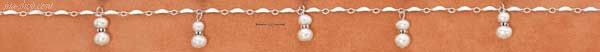 Sterling Silver 9" DAINTY LINK W/ FIVE SETS OF WHITE FW PEARLS & - Click Image to Close