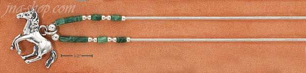 Sterling Silver 9" LIQUID SILVER ANKLET W/ MALACHITE HESHI & HOR - Click Image to Close