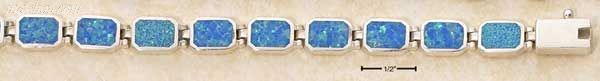 Sterling Silver 7.5" BLUE LAB OPAL INLAY SLIGHTLY OCTAGONAL MULT - Click Image to Close