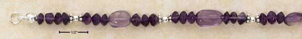 Sterling Silver 7" AMETHYST W/ SS BEADED SPACERS BRACELET - Click Image to Close