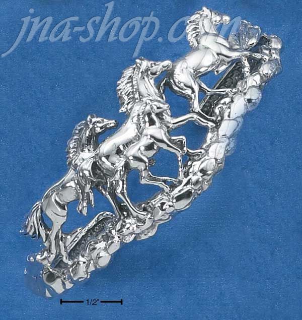 Sterling Silver MULTIPLE HORSE CUFF BRACELET - Click Image to Close