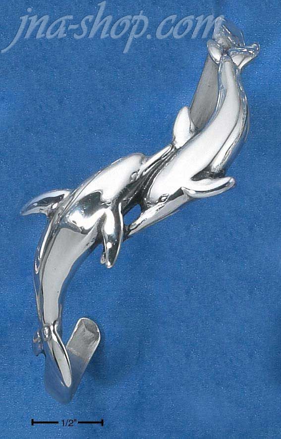 Sterling Silver HP DOUBLE DOLPHIN CUFF BRACELET - Click Image to Close