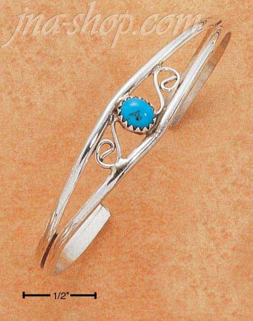 Sterling Silver TURQUOISE OPEN WIRE CUFF WITH S DESIGN - Click Image to Close
